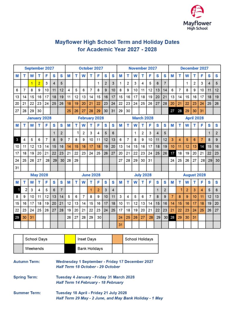 Term dates and timetable – Mayflower High School